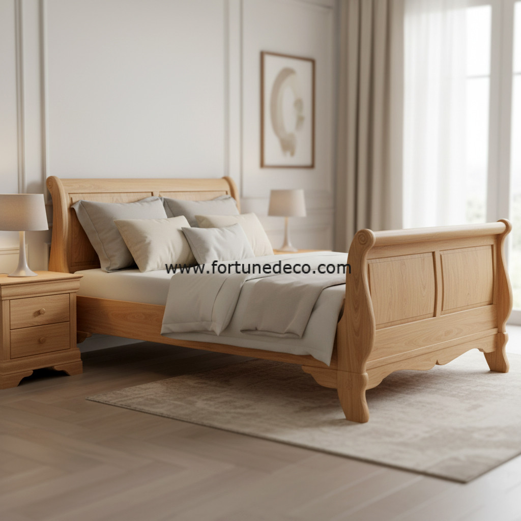 Dipan Sleigh Kayu Jati Klasik - Gambar 2